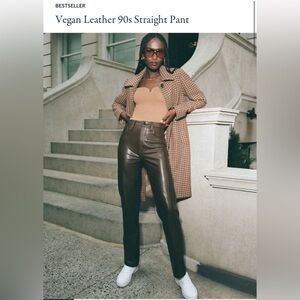 Abercrombie & Fitch Vegan Leather 90s Straight Pant - Brown